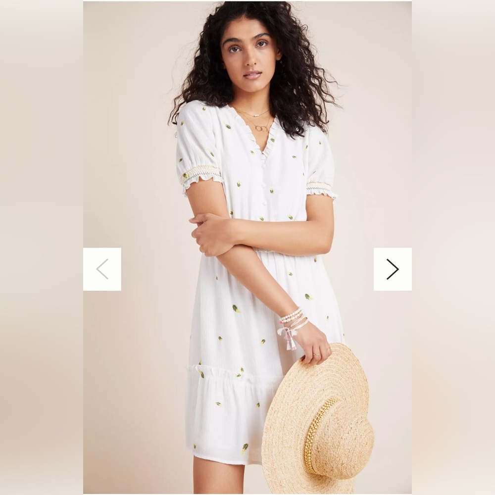Anthropologie Skies Are Blue Celia Embroidered Floral Mini Dress Sz XS
